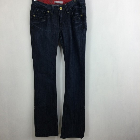 Fortune Womens Beijing Belle Boot Cut Dark Wash Stretch Blue Denim Jeans Size 27 - Picture 13 of 13